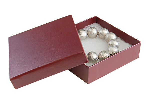 Burgundy Cotton Fill Boxes - 3 1/2" x 3 1/2" x 1"