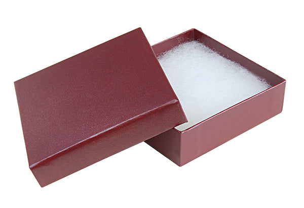 Burgundy Cotton Fill Boxes - 3 1/2" x 3 1/2" x 1"