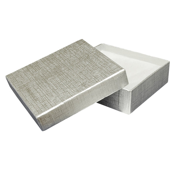 Silver Linen Cotton Fill Boxes - 3 1/2" x 3 1/2" x 1"