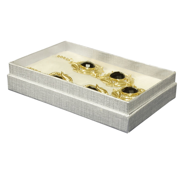 Silver Linen Cotton Fill Boxes - 5 1/2" x 3 1/2" x 1"