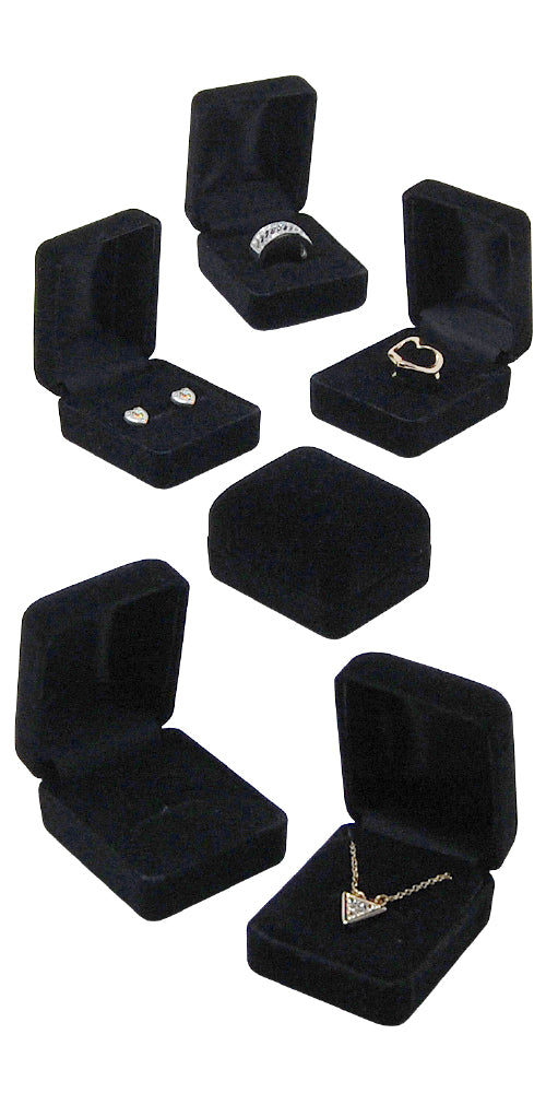 Small Black Velour Multi-Use Ring/Earring/Pendant Boxes – JewelryPackaging
