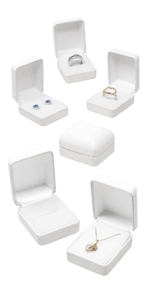 Small White Leatherette Multi-Use Ring/Earring/Pendant Boxes