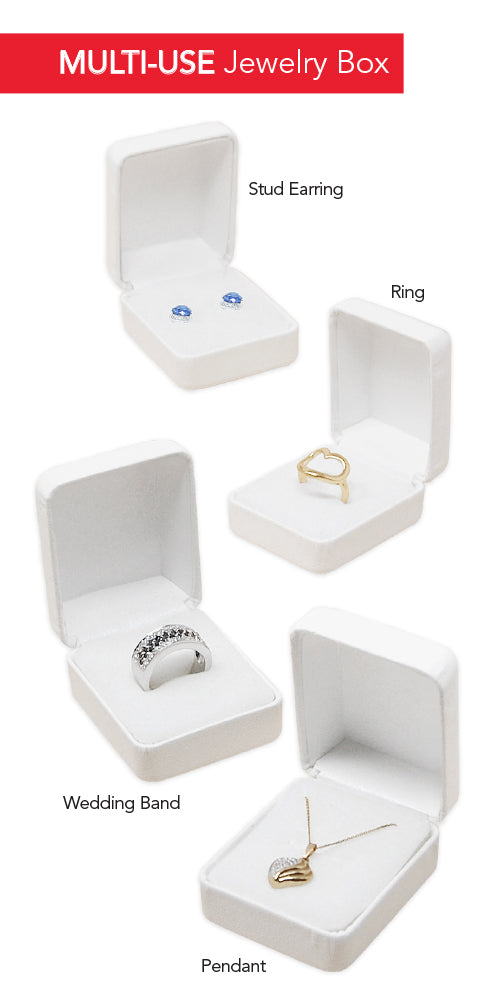 Small White Leatherette Multi-Use Ring/Earring/Pendant Boxes