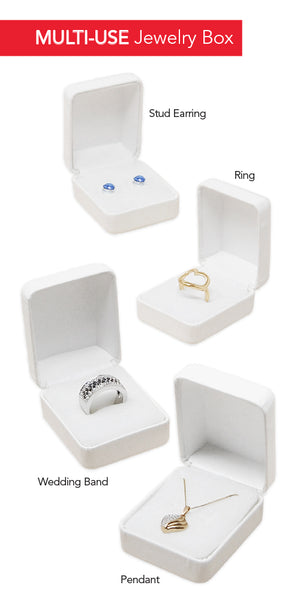 Small White Leatherette Multi-Use Ring/Earring/Pendant Boxes