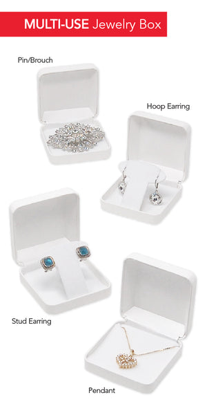 Large White Leatherette Multi-Use Earring/Pendant/Pin Boxes