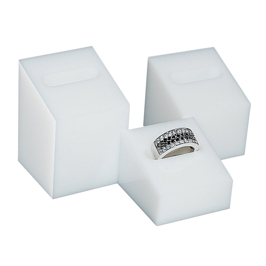 White Angled Ring Set