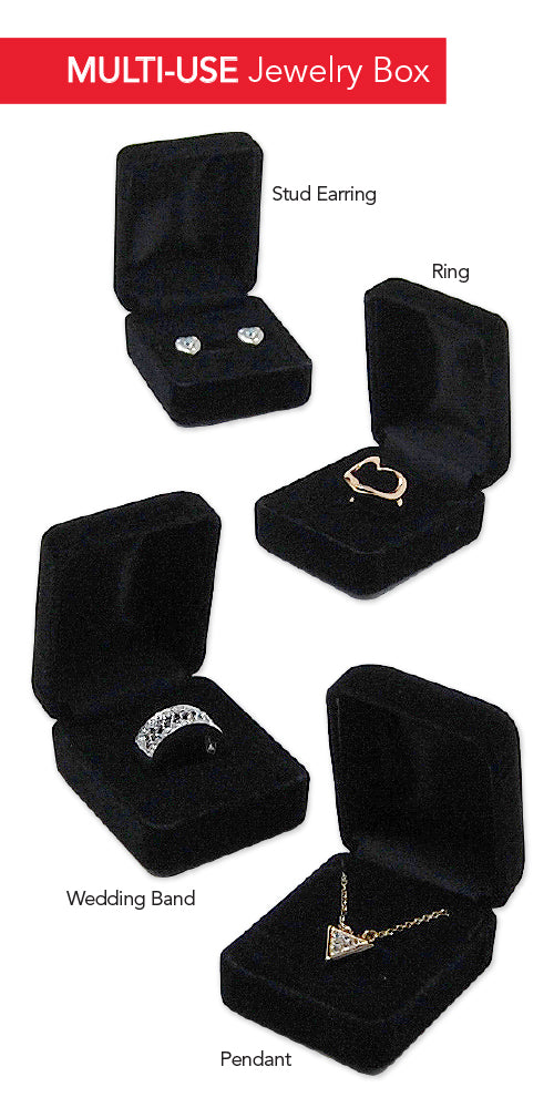 Small Black Velour Multi-Use Ring/Earring/Pendant Boxes