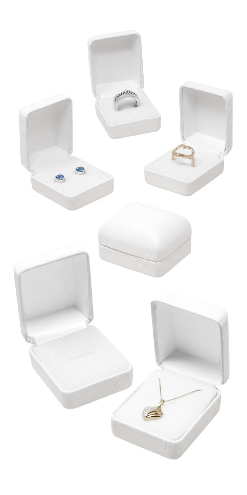 Small White Leatherette Multi-Use Ring/Earring/Pendant Boxes