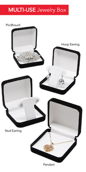 Large Black and White Velour Multi-Use Earring/Pendant/Pin Boxes