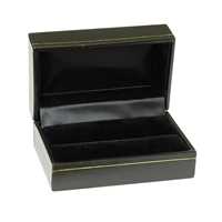 Black Square Cornered Double Ring Box (CLEARANCE)